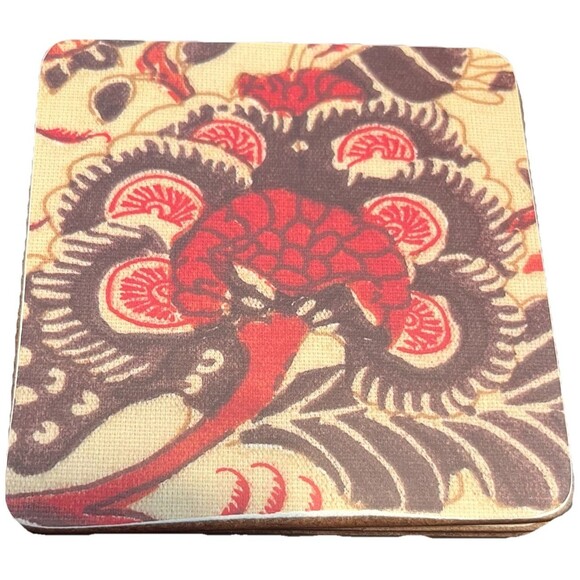 Pottery Barn Jordan Cork Coasters Set of 4 Tan Red Brown Fall Table Decor New - Picture 4 of 8